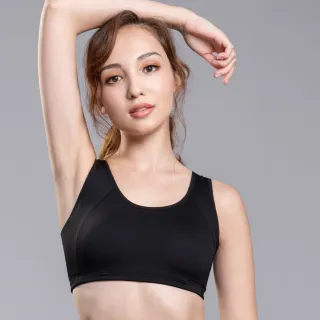 【Clany 可蘭霓】台灣製 透氣包覆顯瘦防震加大尺碼無鋼圈 M-2XLQ運動涼感內衣(經典黑6965-63)