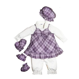 【Kinloch Anderson 金安德森】春夏彌月禮盒-兩件式格子裙擺兔裝(紫色)