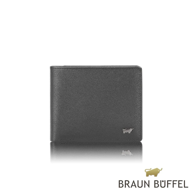 BRAUN BUFFEL 德國小金牛 台灣總代理 戰神-A 4卡零錢袋皮夾-黑色(BF518-315-BK)