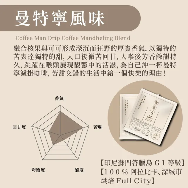 【珈琲人】五星SCAA濾掛咖啡x4袋(9gx50入/袋;任選深煎炭焙風味/曼特寧風味)