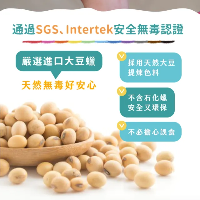 【mamayo 媽媽友】MIT台灣製 Kidzcrayon大豆無毒蠟筆嚴選12色不怕誤食(100%純天然大豆蠟)