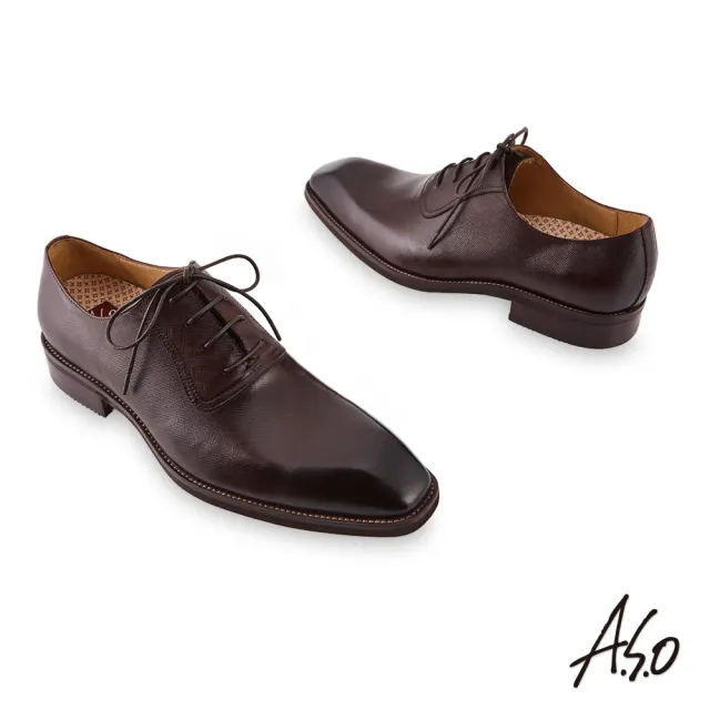 【A.S.O 阿瘦集團】職場通勤勁步健康綁帶牛津紳士鞋(深咖啡)