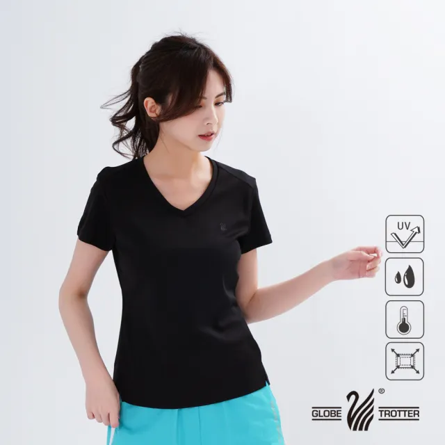 【遊遍天下】MIT台灣製女性款抗UV防曬涼感吸濕排汗短袖V領衫 玫紅(圓領 T恤GS2003(T恤 S-3L大尺碼)