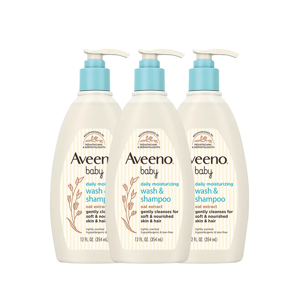 【Aveeno 艾惟諾】嬰兒燕麥沐浴洗髮露3入組(354mlx3_嬰兒沐浴)