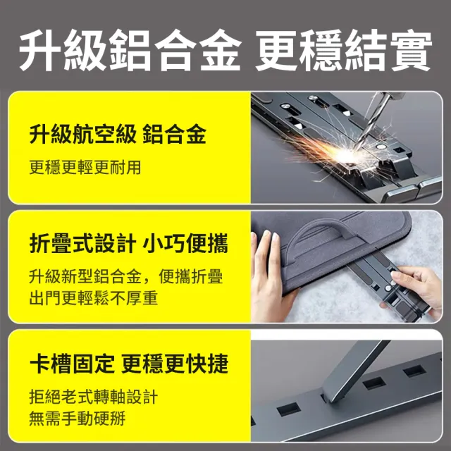 【OMG】N3鋁合金筆電支架 筆記型電腦散熱支架 超輕摺疊支架 六檔調節 散熱架(適用15.6吋內筆記本電腦)