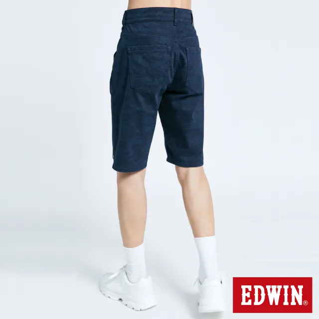 【EDWIN】男裝 JERSEYS 棉涼感迷彩EJ2迦績短褲(黑藍色)