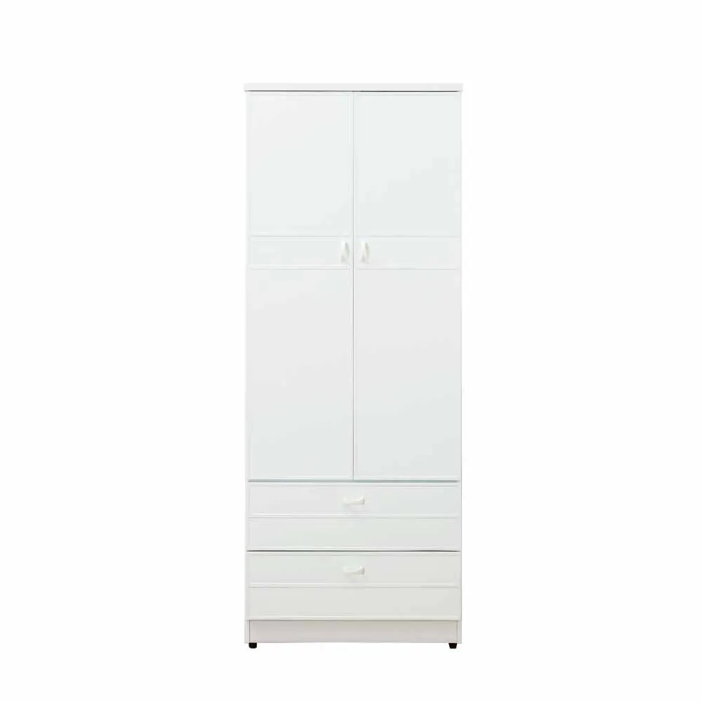 【南亞塑鋼】2.2尺二開門二抽塑鋼衣櫃(白色)