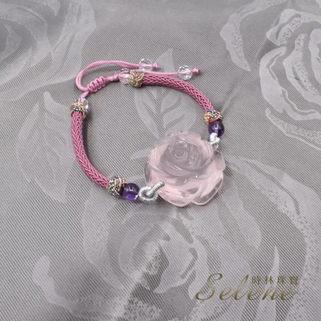 【Selene】玫瑰花造型粉晶手鍊
