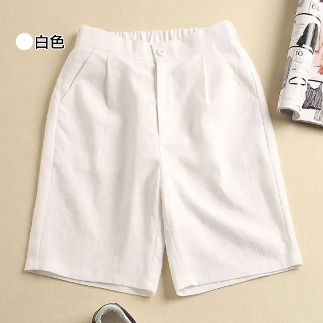 【Alishia】新款棉亞麻寬鬆高腰顯瘦休閒五分褲(現+預  商品偏小請買大一碼)