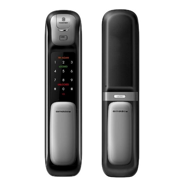 dormakaba AS701 四合一電子鎖,支援指紋、感應卡(悠遊卡、一卡通、dormakaba專用卡)、密碼及鑰匙多種開門方式。可登入100張感應卡、100組指紋,使用者密碼4-12位數設定。適用門厚4-10cm,使用8顆AA鹼性電池,緊急電源9V電池,電池壽命依使用頻率而定。韓國製造,二年保固,NCC認證CCAN20LP0010T5,外鎖/內鎖尺寸38.5x9x7.5cm(±5%)。請詳閱產品說明書。 dormakaba AS701