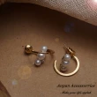 【Anpan】925銀針韓東大門前後一款兩戴C型珍珠耳環
