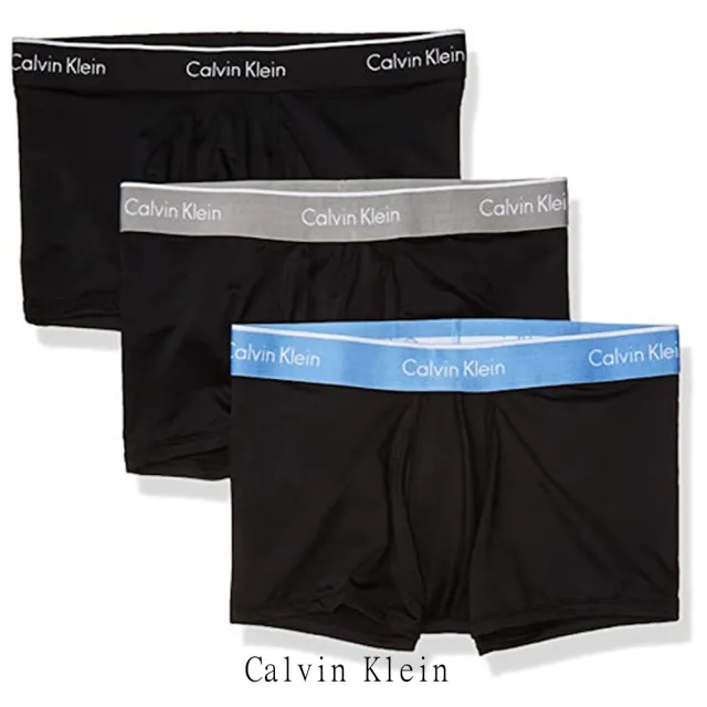 【Calvin Klein】男經典全棉彩色褲頭黑色四角內著3件組-網(預購)