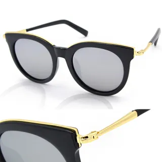 【DZ】買一送一 UV400防曬偏光太陽眼鏡墨鏡-玩美眉框(黑框水銀膜)