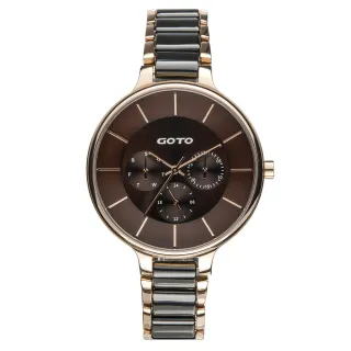 【GOTO】簡約三眼半陶帶手錶-IP玫x咖(GS0097B-43-C41)