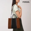 【FOSSIL 官方旗艦館】Carmen 麂皮大容量兩用手提包-黑X棕色 ZB7891199(附真皮背帶)