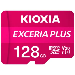 【KIOXIA 鎧俠】EXCERIA PLUS Micro SDXC UHS-I U3 V30 A1 128GB 記憶卡(台灣製造 / 附轉卡)