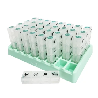 31格透明藥盒附收納底座/一次分配31天藥量(葯盒/隨身盒/收納盒/保健/藥盒)