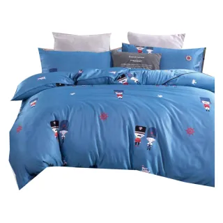 【AGAPE 亞加．貝】《英國藍》雙人加大 法式柔滑天絲四件式兩用被床包組(網路獨賣款/加高35公分)