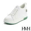【HMH】小蜘蛛刺繡個性撞色百搭內增高休閒小白鞋(綠)