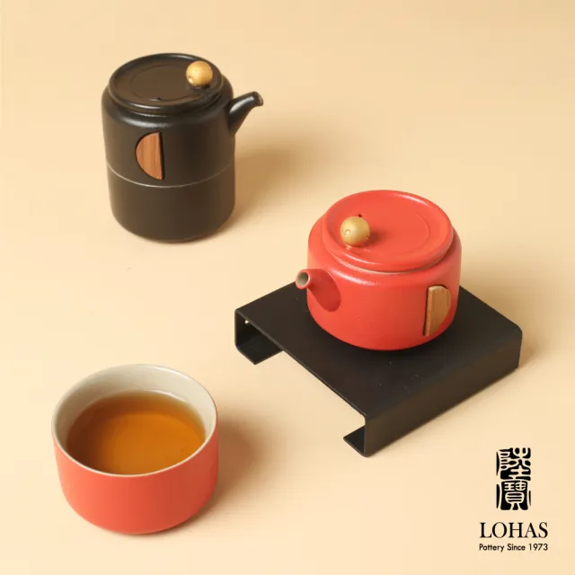 【LohasPottery 陸寶】凝月隨手泡 一壺一杯攜行袋(杯壺組 茶器套裝組)