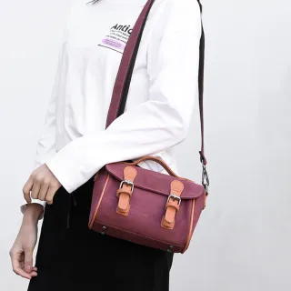 【Acorn 橡果】韓系復古帆布包斜背包側肩包郵差包小包6518N(紫咖)