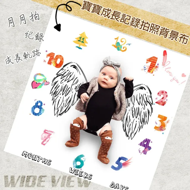 【WIDE VIEW】寶寶成長記錄拍照背景布(嬰兒滿月攝影 成長紀錄照片 新生兒攝影毯 周歲滿月 寶寶月份/GH-03)