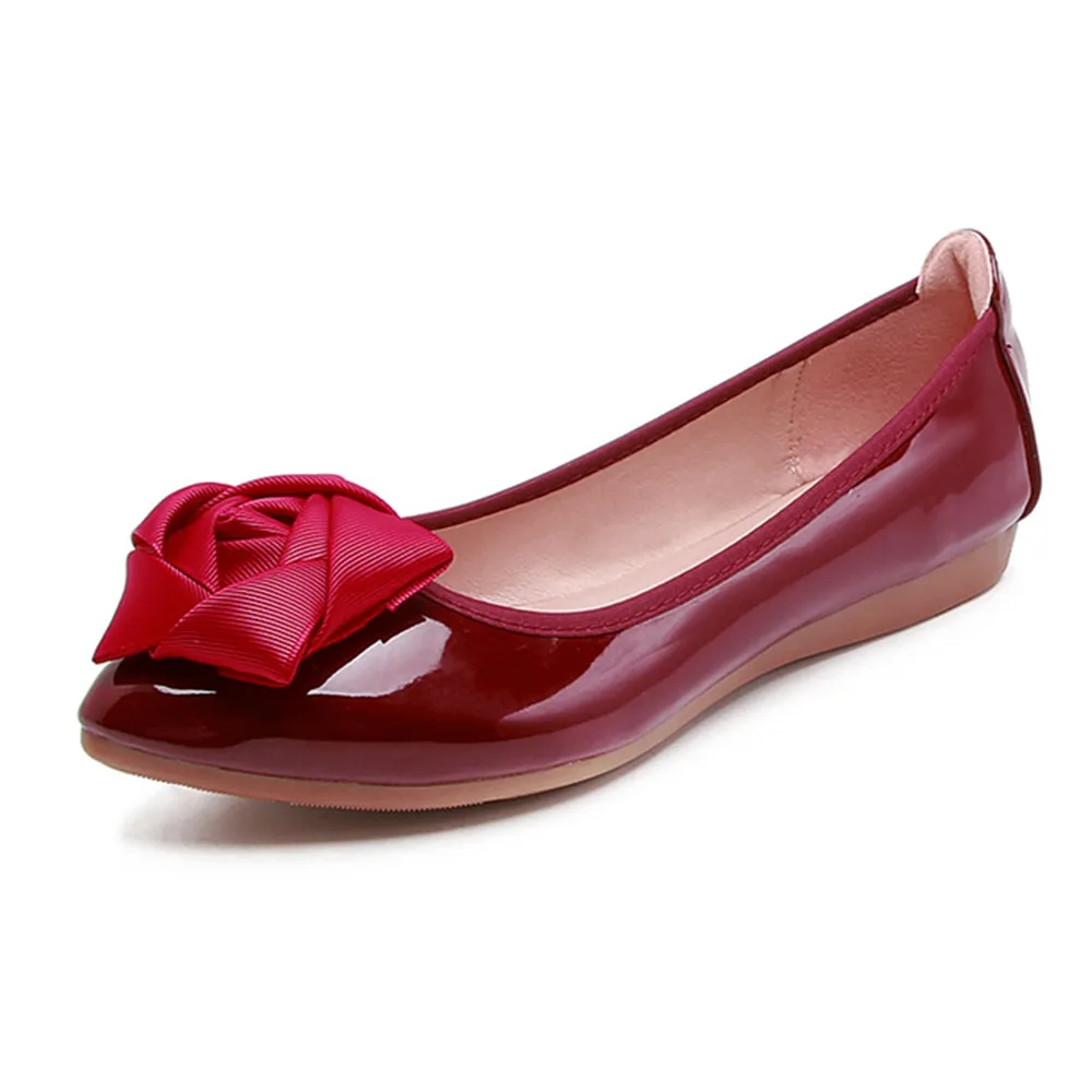 【Taroko】溫柔薔薇緞帶漆皮綢緞平底豆豆淑女娃娃鞋(6色可選)