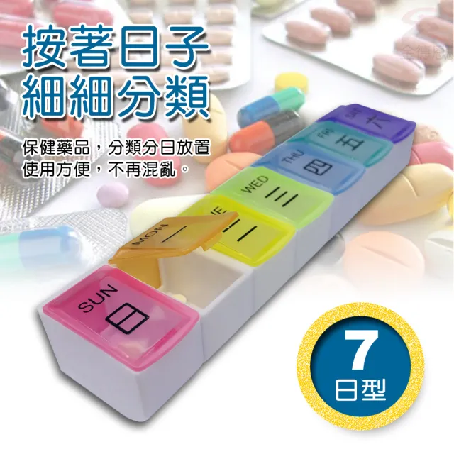 【金德恩】7日可拆式DIY組合彩色透明保健藥盒(兩款可選/糖友款/一般款/無限延伸/附星期貼紙)