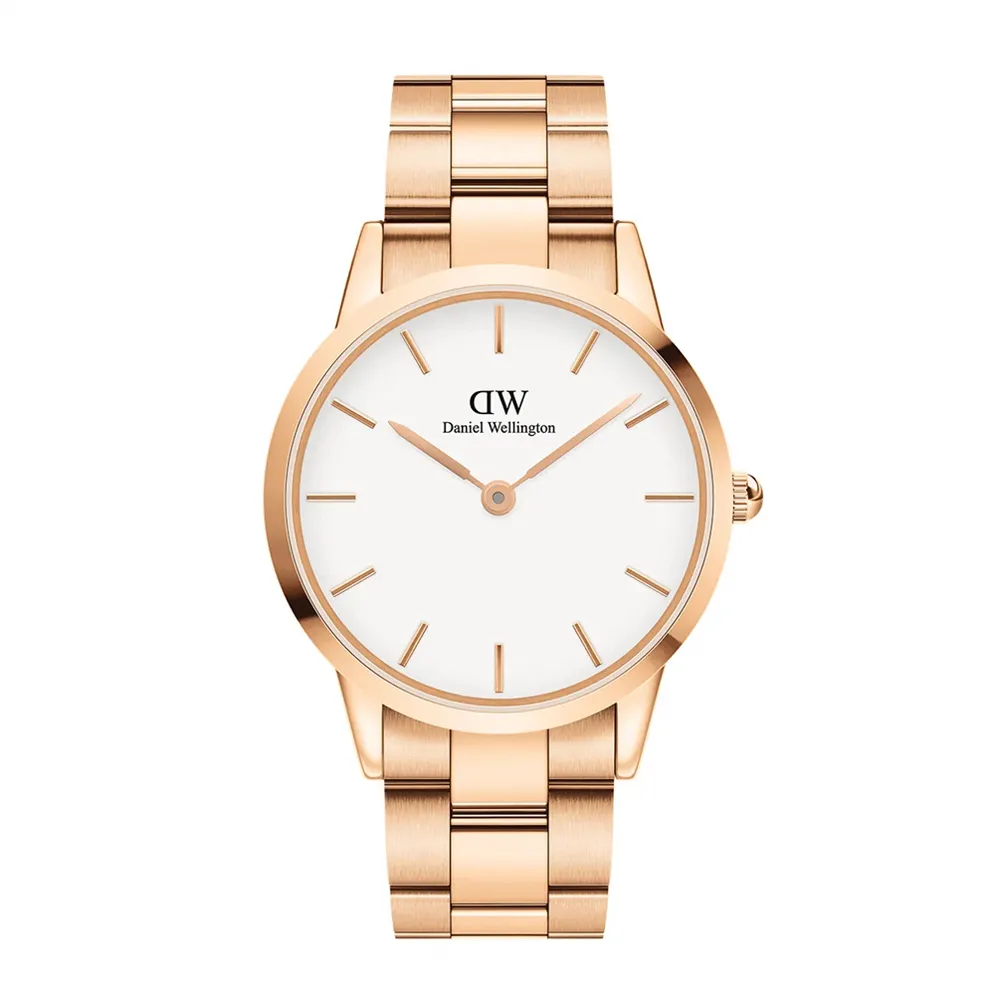 【Daniel Wellington】DW 手錶 Iconic Link 40mm精鋼錶 特調玫瑰金-白錶盤(DW00100343)