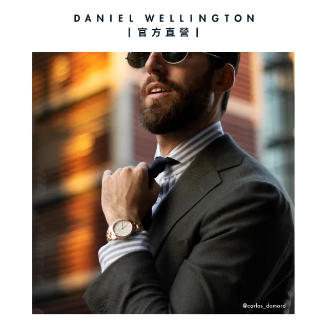 【Daniel Wellington】DW 手錶 Iconic Link 40mm精鋼錶 特調玫瑰金-白錶盤(DW00100343)