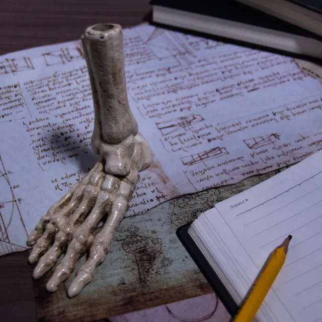 【Mr.sci 賽先生科學】鑄鐵骷髏腳造型筆座(skeleton)