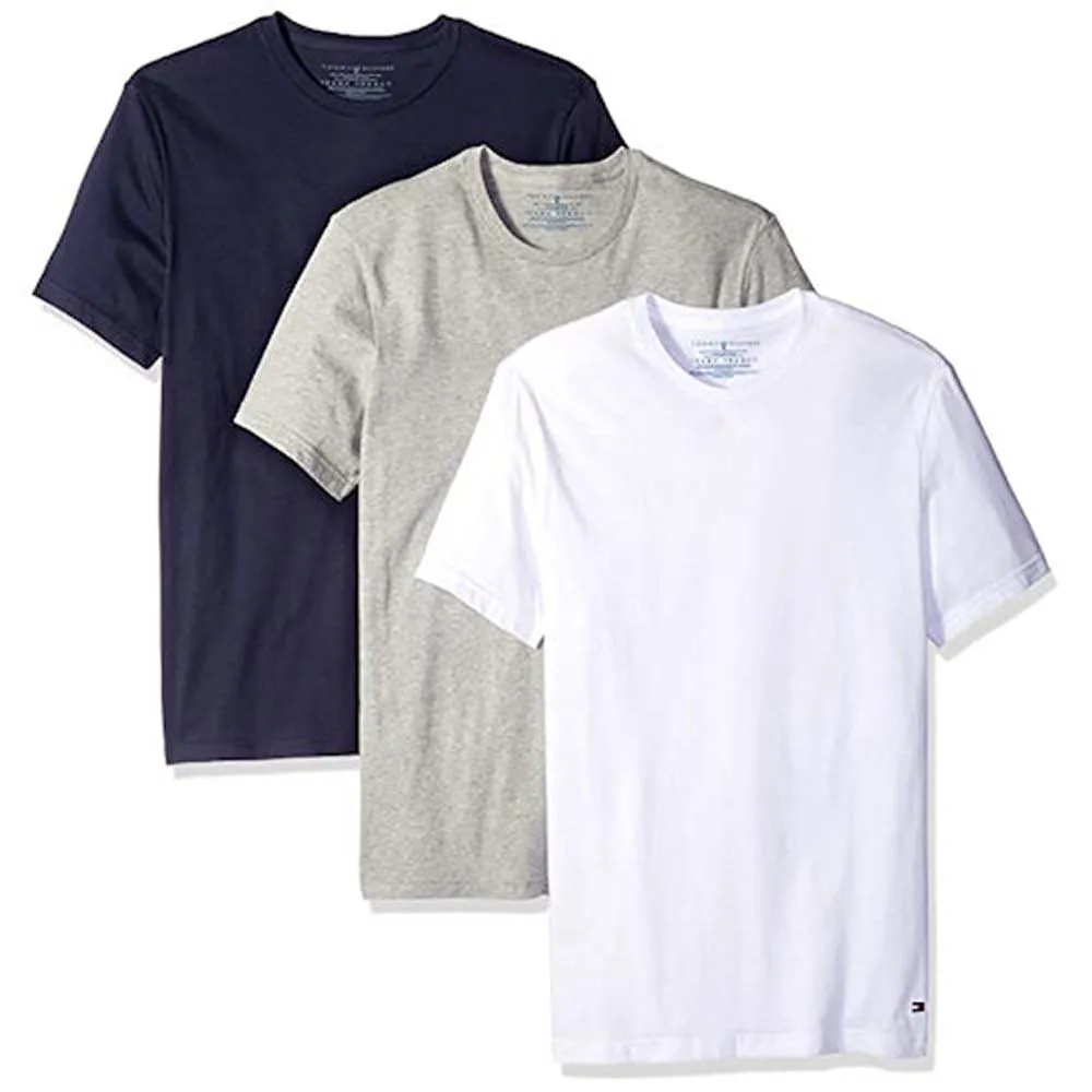 【Tommy Hilfiger】男時尚寶藍灰白色圓領短袖內衣混搭3件組-網(預購)
