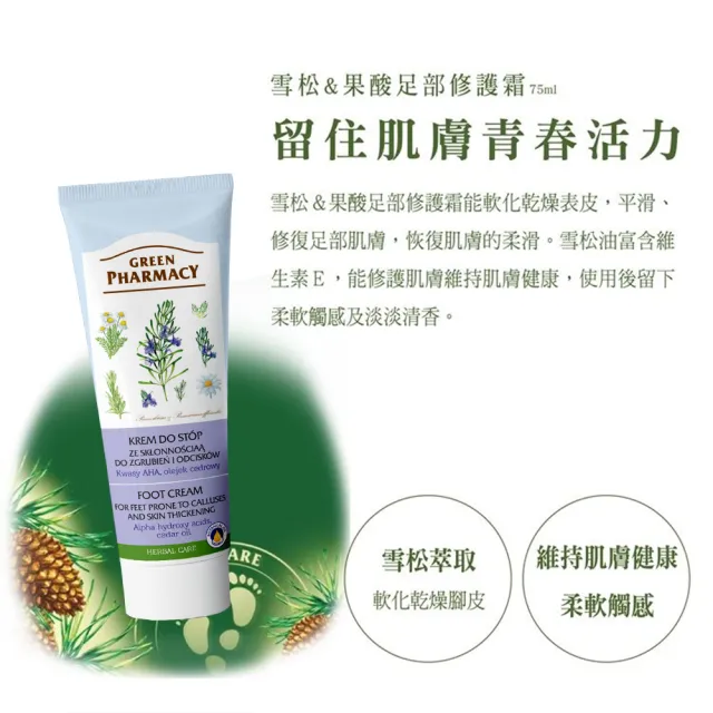 【GREEN PHARMACY 草本肌曜】足部修護霜 75g系列(2款可選-雪松果酸/胡桃車前草)
