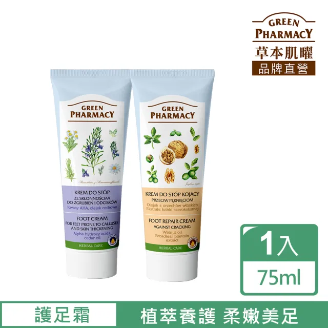 【GREEN PHARMACY 草本肌曜】足部修護霜 75g系列(2款可選-雪松果酸/胡桃車前草)