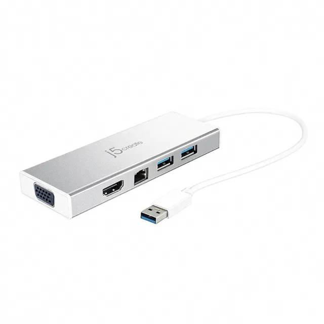 【j5create 凱捷】USB3.0 VGA+HDMI雙顯示多功能迷你擴充集線器-JUD380