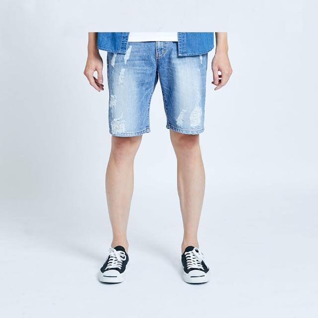 【5th STREET】男裝美式刷破短褲-中古藍(921009)