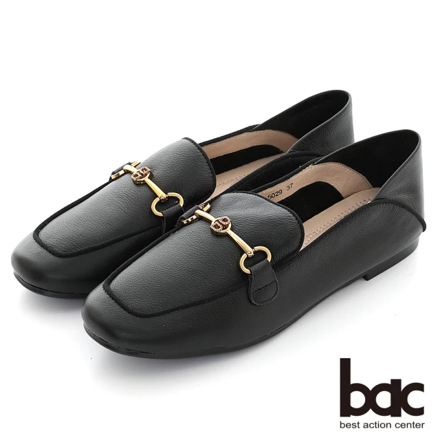 【bac】兩穿式黑邊勾勒線條樂福鞋(黑色)
