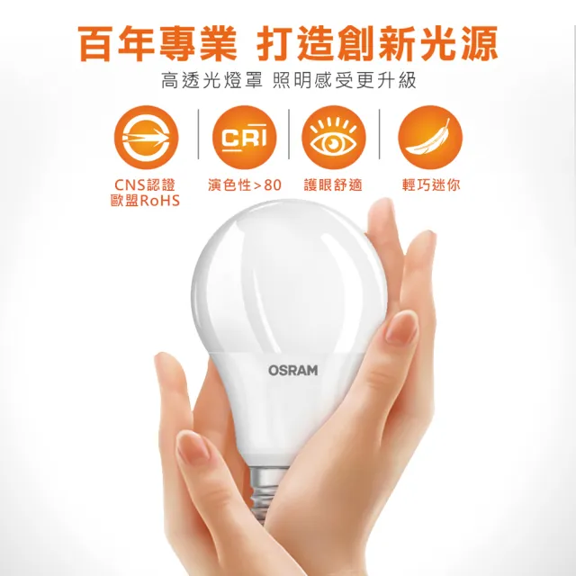 【Osram 歐司朗】6.5W E27燈座 LED高效能燈泡(廣角/全電壓)