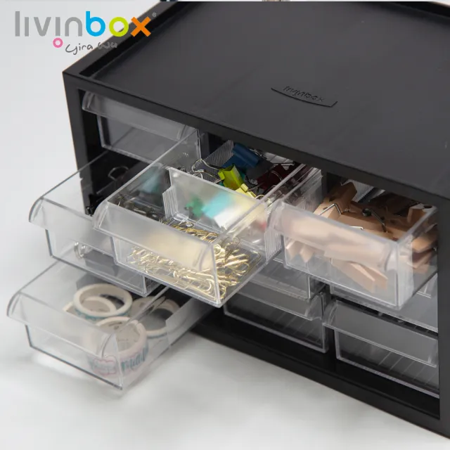 【livinbox 樹德】小幫手零件分類箱-9抽 A9-309(小物收納/可堆疊/透明/收屜/收納盒/收納箱)