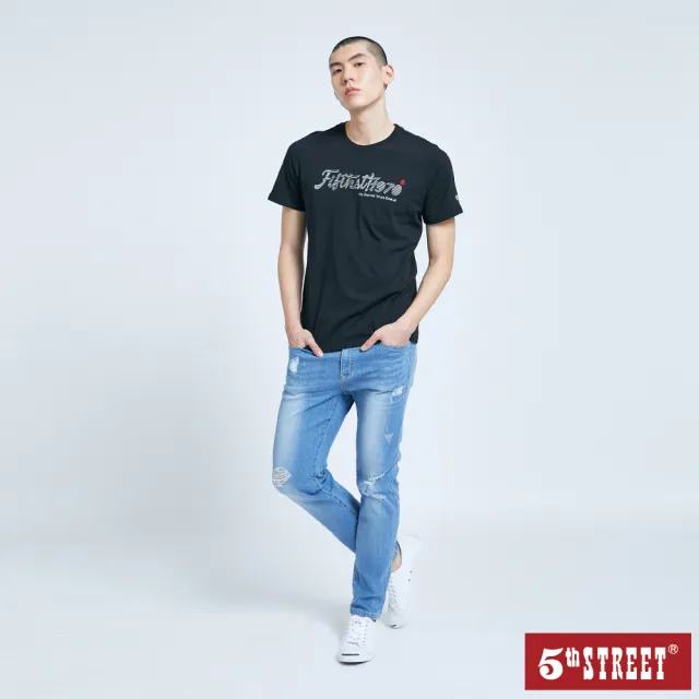 【5th STREET】長褲 牛仔褲 破洞牛仔褲 直筒褲 男長褲 淺藍(942392)