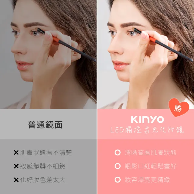 【KINYO】LED觸控柔光化妝鏡 美妝鏡 梳妝鏡 桌鏡 鏡子(BM-066)