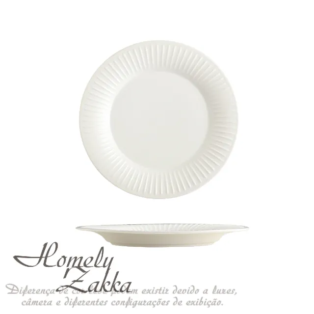 【Homely Zakka】北歐創意輕奢風立體豎條紋陶瓷餐具_圓形湯盤21.5cm(飯碗 湯碗 餐具 餐碗 盤子 器皿)