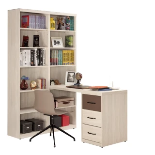 【WAKUHOME 瓦酷家具】Davis 4尺L型書桌+書櫥A002-422-1+2