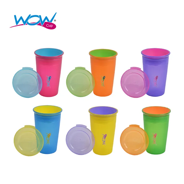 【美國WOW Cup】360度透明喝水杯+握把透明喝水杯 - 2入組