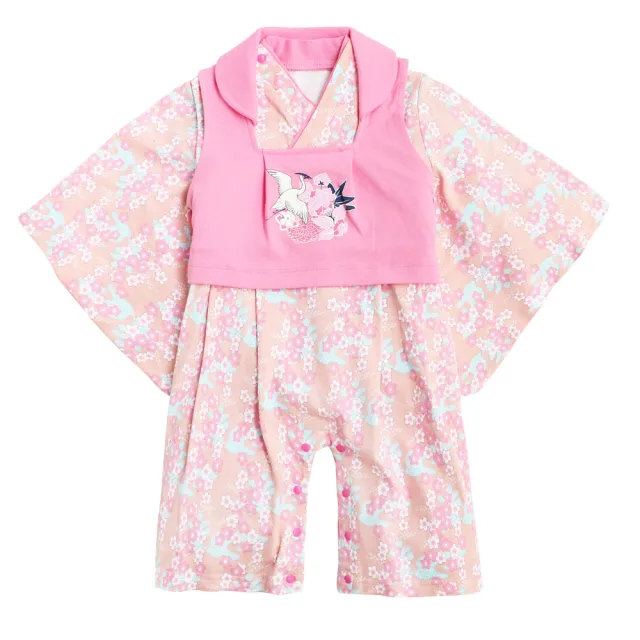 【Baby 童衣】任選 日本造型服 女寶寶連身衣 背心套裝組 12007(紫底花朵)