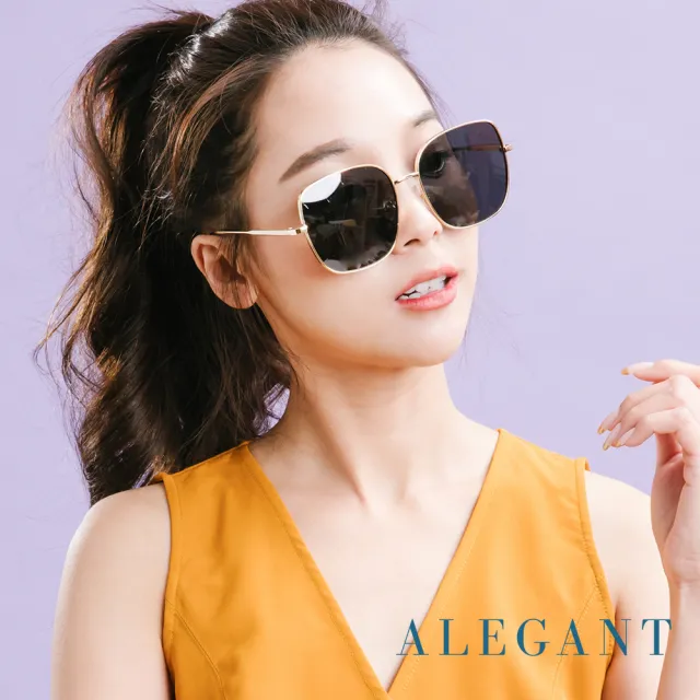【ALEGANT】佛羅倫斯的老橋俯瞰(韓系超人氣品味黑微方金框偏光墨鏡/UV400太陽眼鏡)
