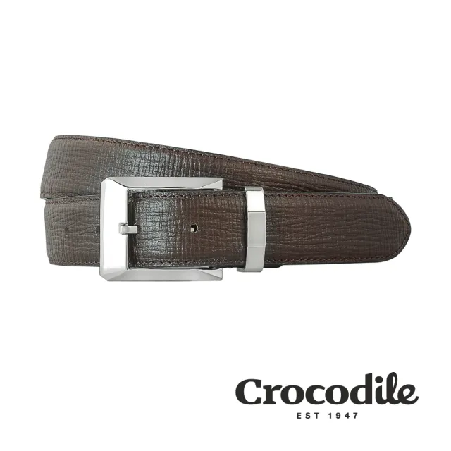 【Crocodile】鱷魚皮件 中性皮帶 真皮打洞皮帶 35mm-0102-30102-咖啡色(男生皮帶推薦 休閒皮帶)