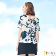 【MON’S】歐式花卉雙縐100%蠶絲綁帶上衣
