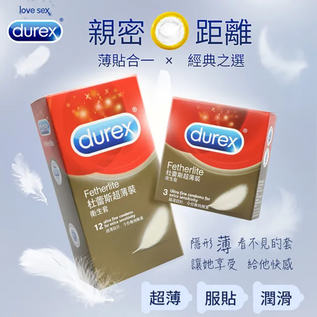 【Durex杜蕾斯】超薄裝保險套12入/盒