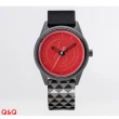 【Q&Q SmileSolar】014 太陽能手錶-紅格灰/40mm(星辰 太陽能 光動能手錶)